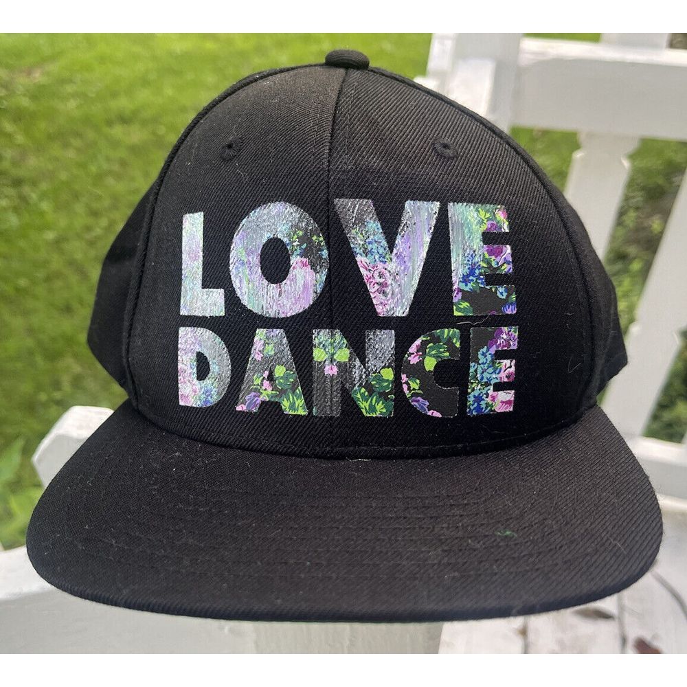 Love Dance Hat‎ Cap Snapback The Classics Black Floral Colorful Spellout Letters